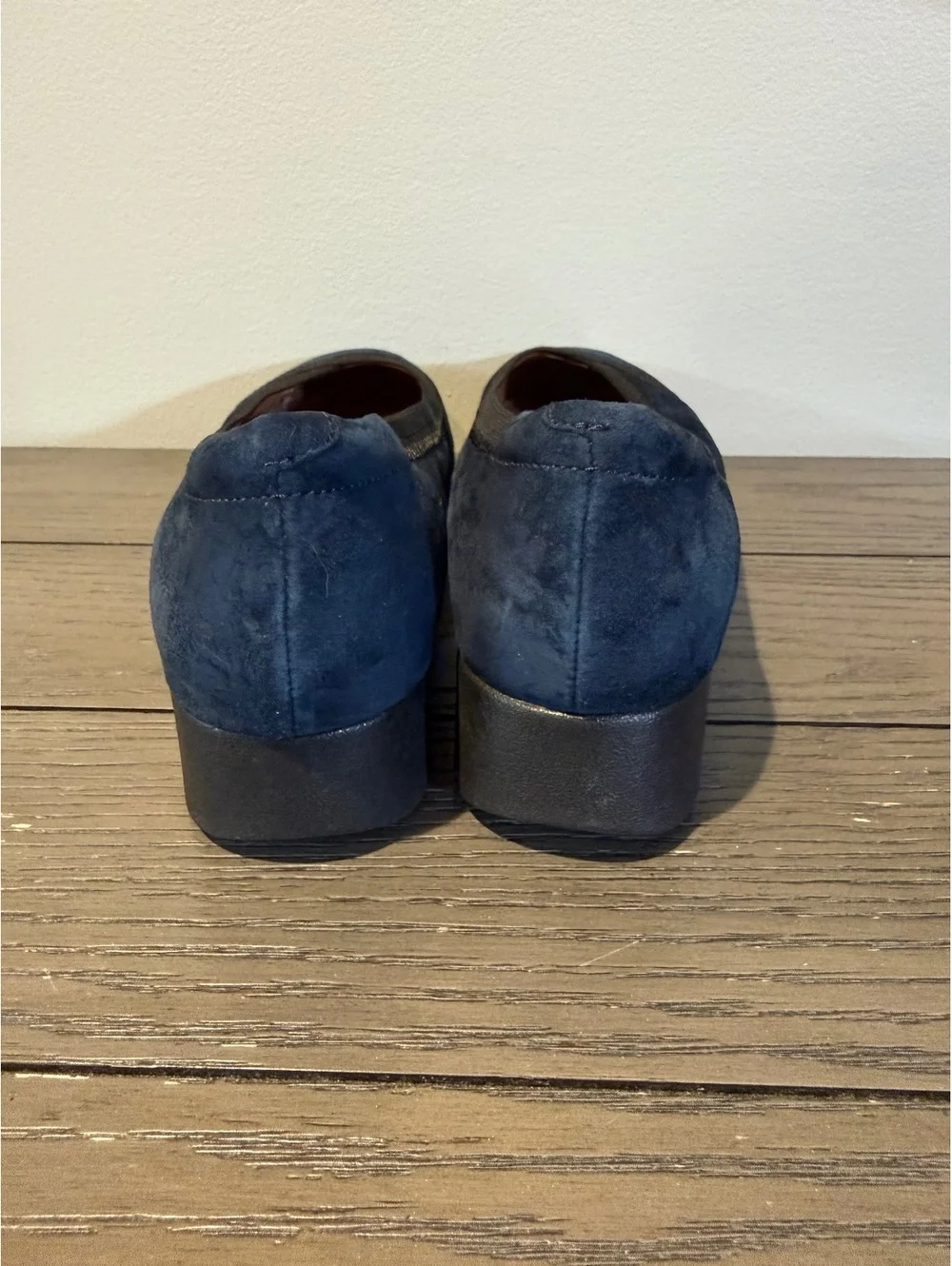 Clarks Navy Blue Suede Wedges Size 8